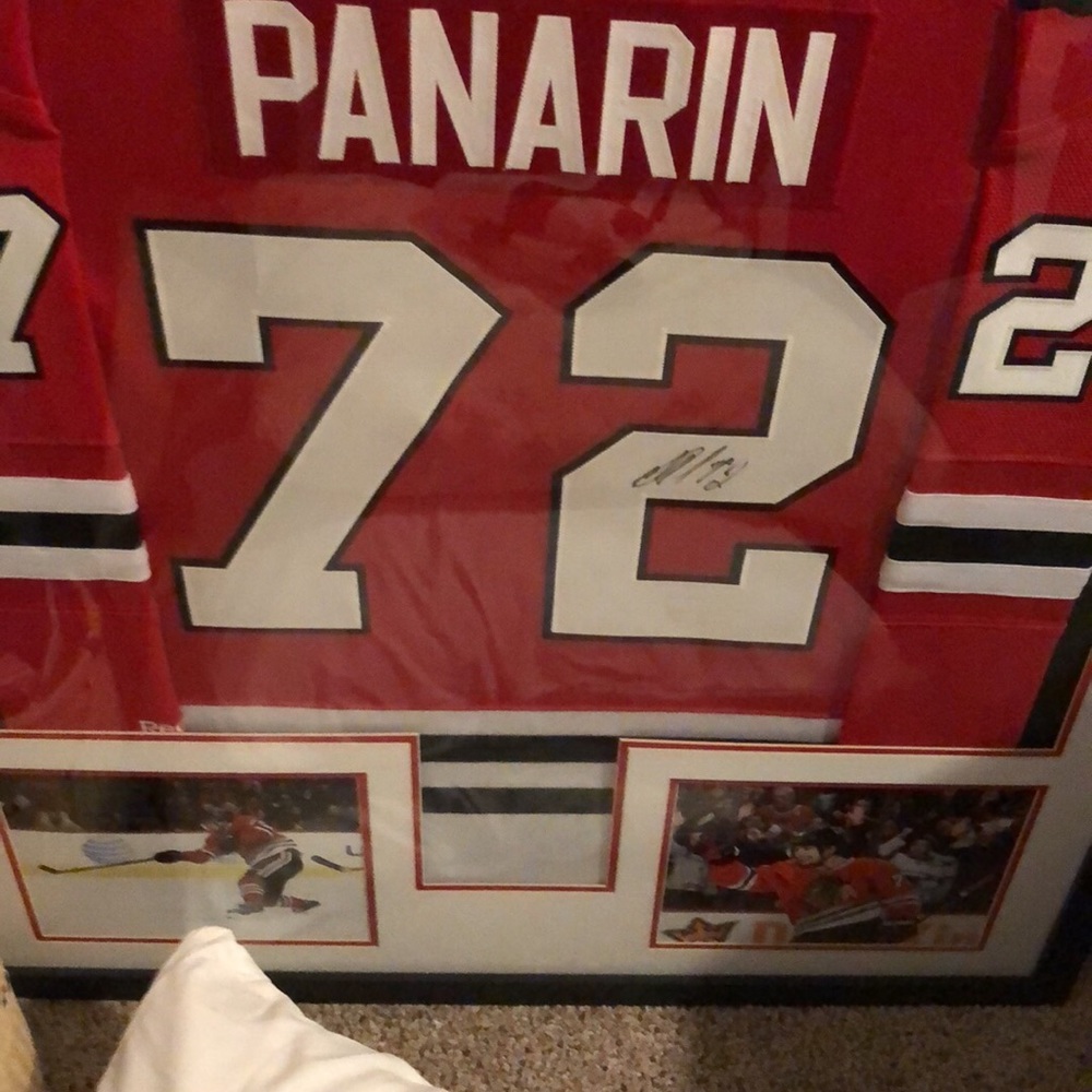 Framed Blackhawks Autographed Panarin Jersey
